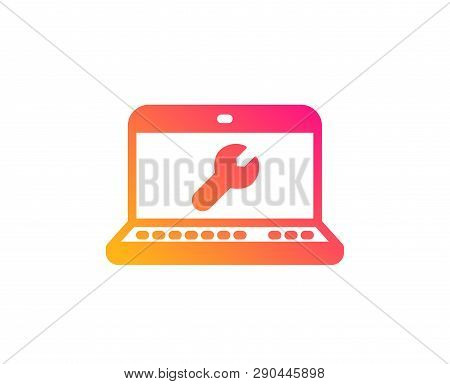 Spanner Tool Icon. Laptop Repair Service Sign. Fix Instruments Symbol. Classic Flat Style. Gradient 