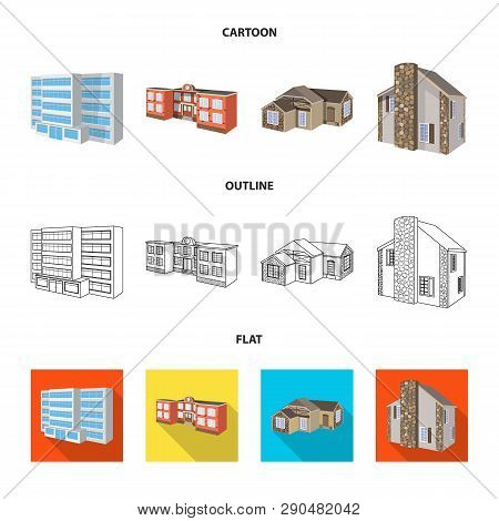 Vector Illustration Of Facade And Housing Icon. Set Of Facade And Infrastructure Vector Icon For Sto