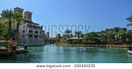 Dubai, Uae - Dec 9, 2018. View Of The Souk Madinat Jumeirah In Dubai, Uae. Souk Madinat Jumeirah Is 