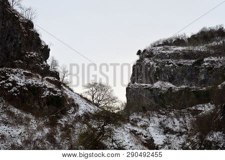 View Of Cheddar Gorge On A Snowy Day