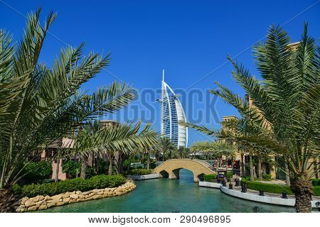 Dubai, Uae - Dec 9, 2018. View Of The Souk Madinat Jumeirah In Dubai, Uae. Souk Madinat Jumeirah Is 