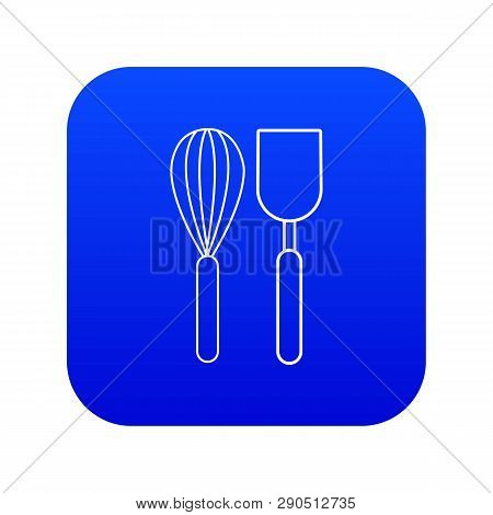 Cutlery Bake Icon Blue Vector Isolated On White Background
