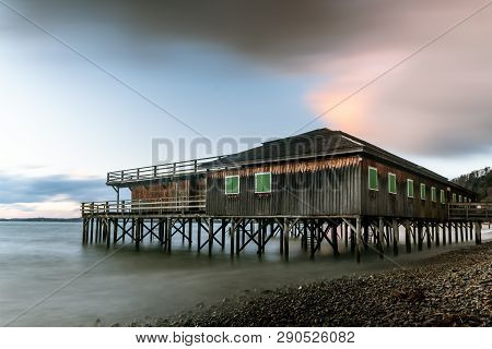 Stilt House On The Shore Of Lake Constance (bodensee) In Bregenz (austria), Public Swimming Bath