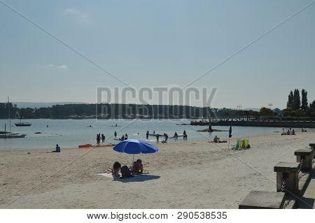 Beautiful Sunny Beach In The Grove. Nature, Architecture, History, Travel. August 19, 2014. O Grove,