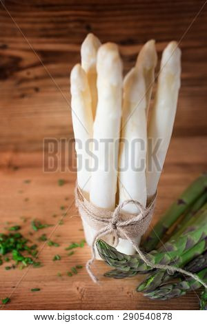 Fresh Green And White Asparagus Healthy Seasonal Vegetables