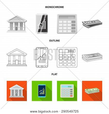 Vector Illustration Of Bank And Money Logo. Set Of Bank And Bill Stock Symbol For Web.