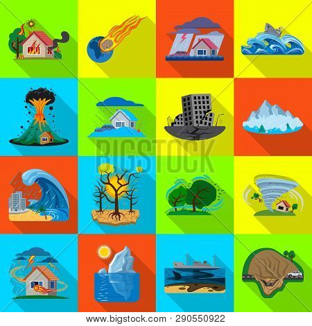 Vector Illustration Of Natural And Disaster Icon. Collection Of Natural And Risk Vector Icon For Sto