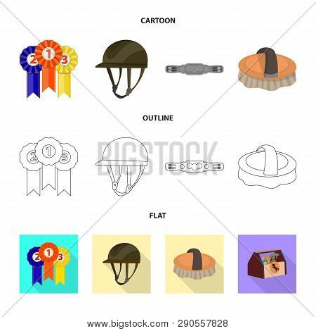 Vector Illustration Of Equipment And Riding Icon. Set Of Equipment And Competition Vector Icon For S