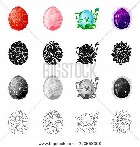 Vector Design Of Animal And Prehistoric Symbol. Set Of Animal And Cute  Vector Icon For Stock.