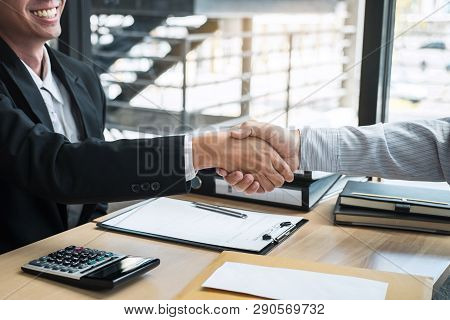 Handshake After Finishing Conversation Businessman Sending A Resignation Letter To Employer Boss In 