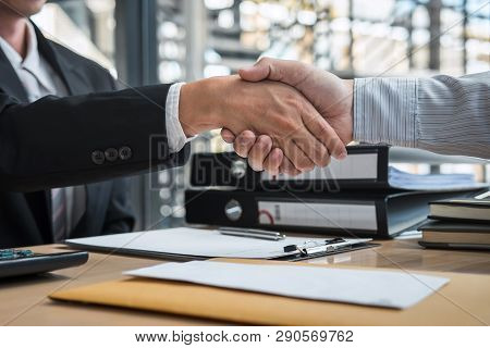 Handshake After Finishing Conversation Businessman Sending A Resignation Letter To Employer Boss In 