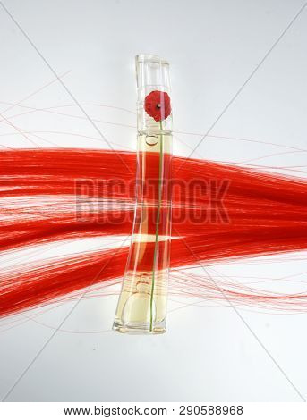Prague, Czech Republic- January 22, 2019. Perfume KENZO bottle on white background.  Kenzo Flower Perfume