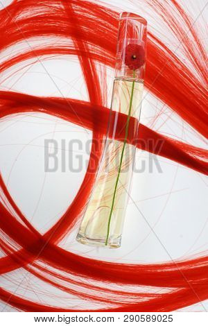 Prague, Czech Republic- January 22, 2019. Perfume KENZO bottle on white background.  Kenzo Flower Perfume