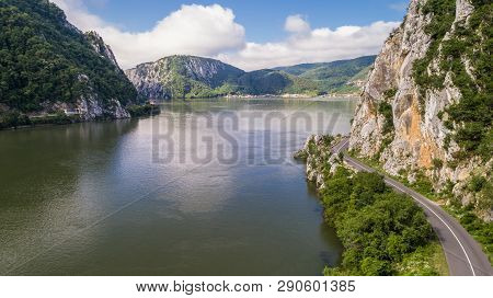 Landscape In The Danube Gorges. Cazanele Mari Seen From The Romanian Side