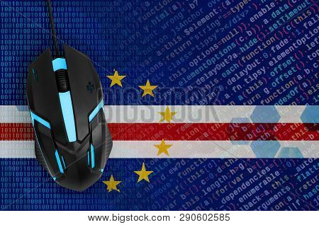 Cabo Verde Flag  And Computer Mouse. Digital Threat, Illegal Actions On The Internet