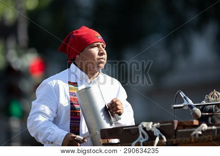 Washington, D.c., Usa - September 29, 2018: The Fiesta Dc Parade, Man From Guatemala Wearing Traditi