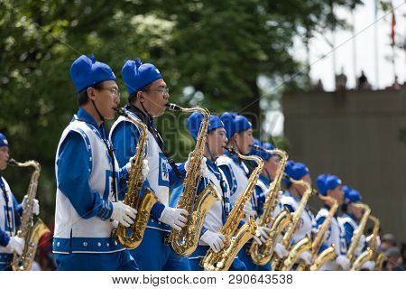 Washington, D.c., Usa - July 4, 2018, The National Independence Day Parade, Falun Dafa Chinese March