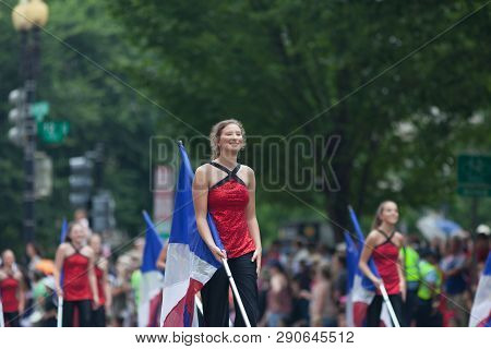 Washington, D.c., Usa - July 4, 2018, The National Independence Day Parade, The Cabot High School Ma