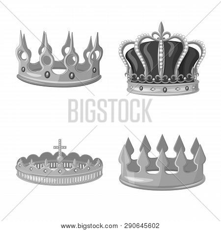 Vector Illustration Of Jewel And Vip Logo. Set Of Jewel And Nobility Stock Vector Illustration.