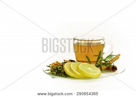 Herbal Tea Set Isolated On White Background.