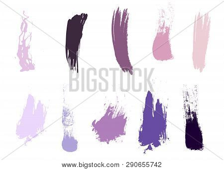 Craft Label Brush Stroke Backgrounds, Paint Or Ink Smudges Vector For Tags And Stamps Design. Painte