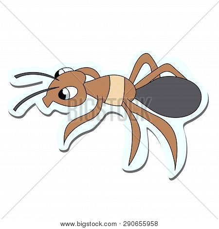 Cute Ant Sticker. Isolated Stock Vector Illustration