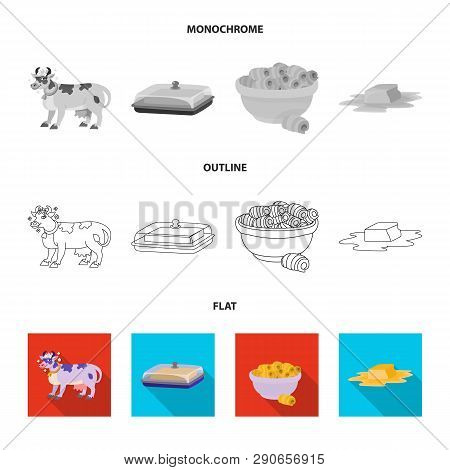 Vector Design Of Creamy And Product Symbol. Set Of Creamy And Farm Stock Vector Illustration.