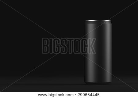 Black Aluminium Bank On A Dark Background. Mock Up. 3d Rendering