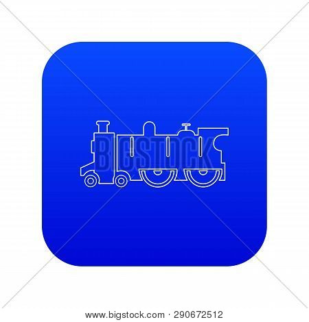 Old Steam Locomotive Icon Blue Vector Isolated On White Background