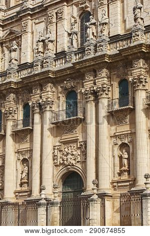 Jaen Cathedral Facade Reinassence Period. Travel In Spain. Vertical