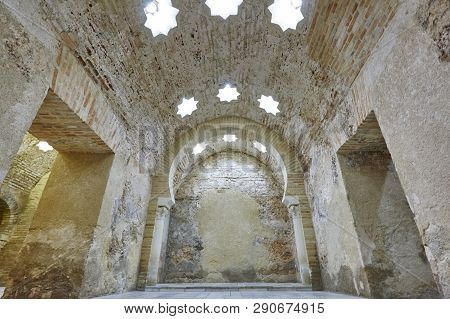 Arabian Baths Building Interior In Jaen, Spain. Xi Century Architecture.