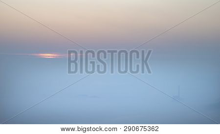 Beautiful Winter Sunrise Landscape Image Of The Hope Valley In The Peak District In England With A C