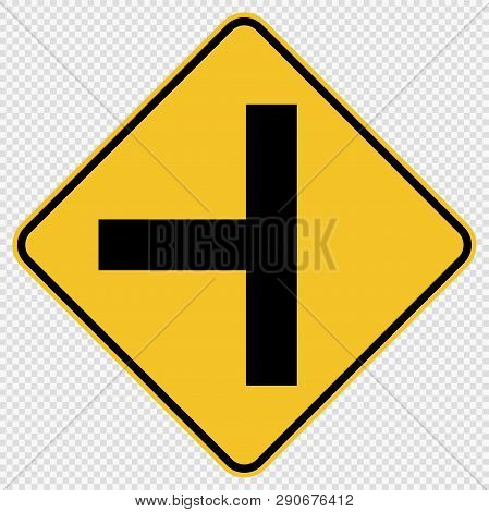 T-junction Traffic Road Sign On Transparent Background