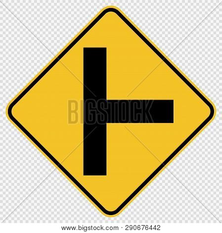 T-junction Traffic Road Sign On Transparent Background