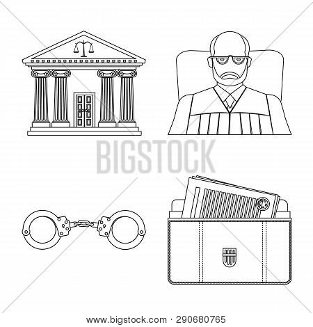 Vector Illustration Of Law And Lawyer Symbol. Set Of Law And Justice Vector Icon For Stock.