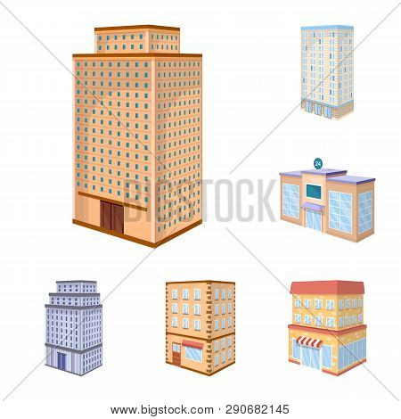Isolated Object Of City And Build Icon. Set Of City And Apartment Stock Vector Illustration.