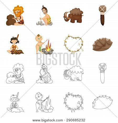 Vector Illustration Of Evolution  And Prehistory Symbol. Set Of Evolution  And Development  Stock Sy