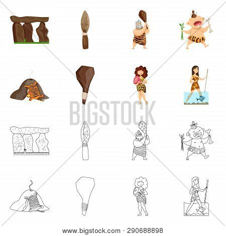 Vector Illustration Of Evolution  And Prehistory Symbol. Set Of Evolution  And Development  Stock Ve