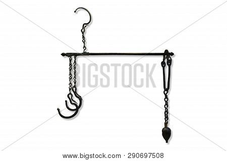 Ancient Roman Steelyard Balance. Archaeological Museum. Isolated