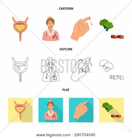 Vector Design Of Diet And Treatment  Symbol. Set Of Diet And Medicine Stock Symbol For Web.