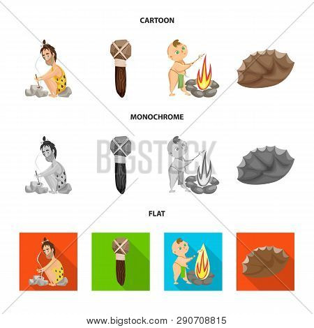 Vector Illustration Of Evolution  And Prehistory Icon. Collection Of Evolution  And Development  Vec