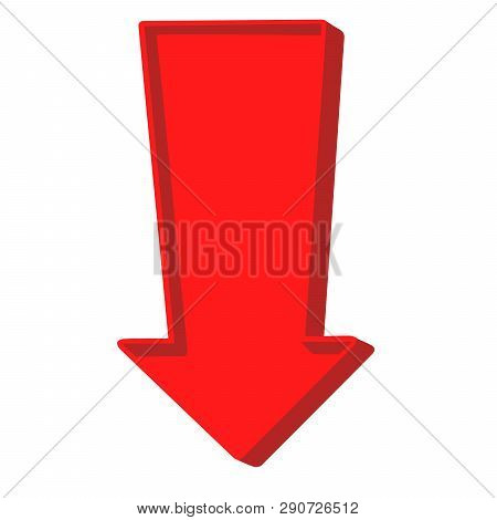 Red Arrow Pointing Down On A White Background.