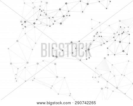 Gometric Plexus Structure Cybernetic Concept. Network Nodes Greyscale Plexus Background. Information