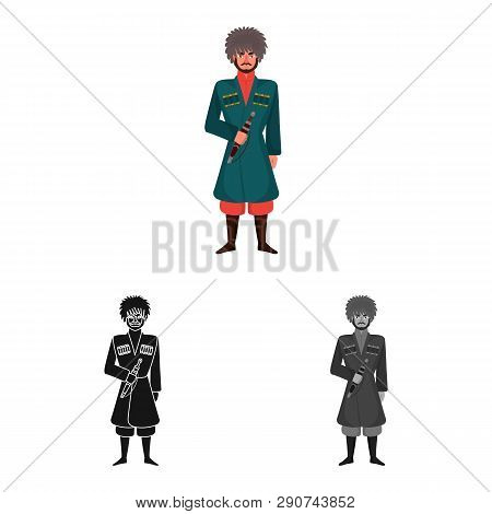 Isolated Object Of Georgian  And Man Logo. Set Of Georgian  And Costume  Stock Vector Illustration.