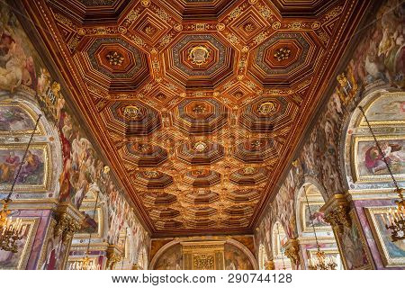 Interiors And Details Of Castle Of Fontainebleau, France