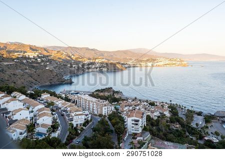 Sunset View Of La Herradura Beach, Almuñecar, Granada, Andalucia, Spain