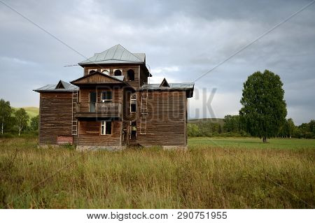 Altai Region, Russia - September 3, 2018: Abandoned Tourist Complex 
