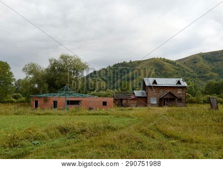 Altai Region, Russia - September 3, 2018: Abandoned Tourist Complex 