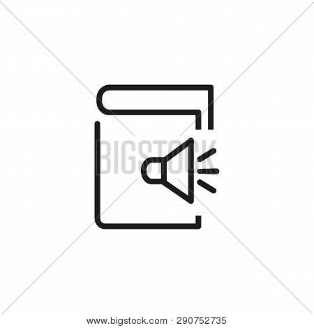 Audio Book Line Icon. Audio Textbook, Audio Data, Speech Generation App. E-learning Concept. Vector 
