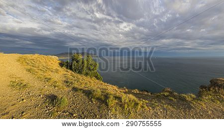 View Of The Sea From The Top Of Cape Alchak, Crimea. Early Evening, September.